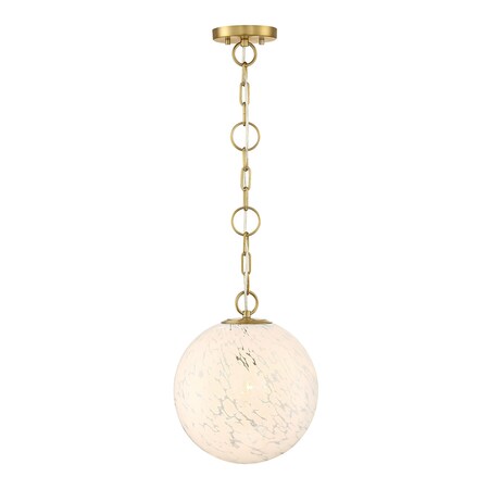 Designers Fountain Wine Flower 60 Watt 1-Light Brushed Gold Glam Pendant Light with White Art Glass Shade D329M-11P-BG